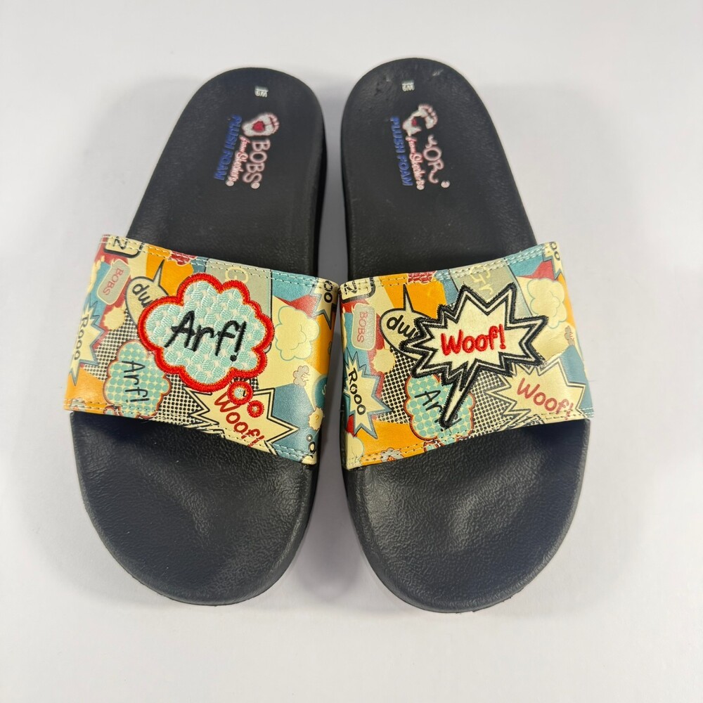 Skechers BOBS Dogs Slide Sandals Women's 9M Puppy Dog Memory Foam Comfort Paw